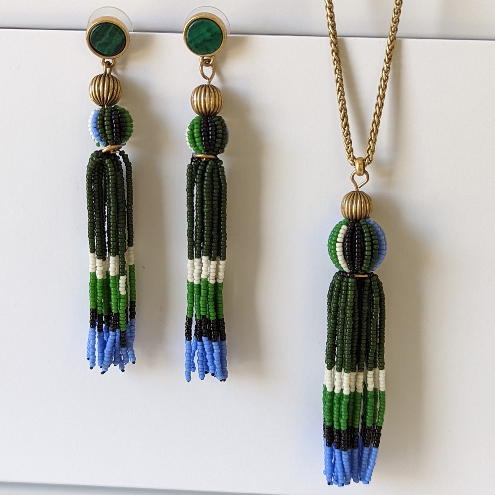 Ann Taylor Micro Beaded Necklace Earrings set